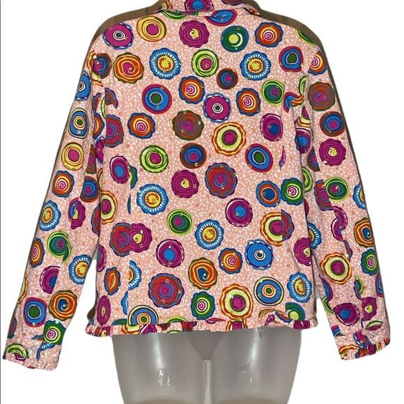 Redd Jeans Vibrant Sequin Pink Denim Jacket Large Circle Pattern 10 - Picture 4 of 16